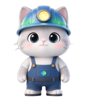 A kitten in a miner helmet